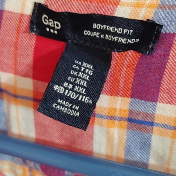 GAP factory Boyfriend fit plaid long sleeve button short blouse plus size - Picture 8 of 9